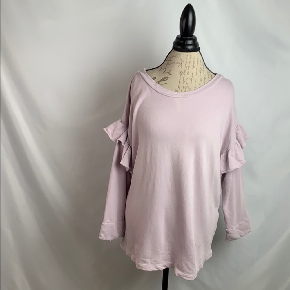 Current/Elliot Ruffle Sweatshirt Lilac - Picture 2 of 9